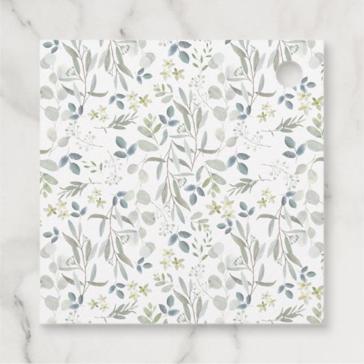 Modern Sage Green Gold Eucalyptus Weddenschap Bedankjes Labels (Achterkant)