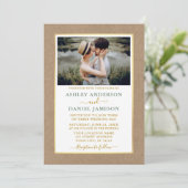 Modern Sage Green Gold Kraft Wedding Kaart (Staand voorkant)
