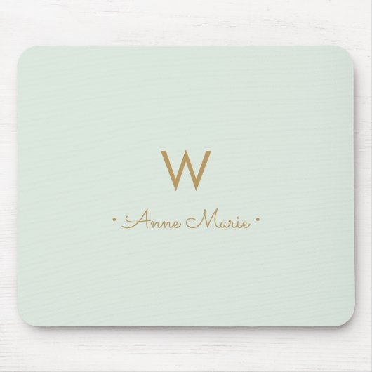 Modern Sage Green Gold Script Monogram Muismat (Voorkant)