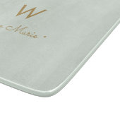 Modern Sage Green Gold Script Monogram Snijplank (Hoek)