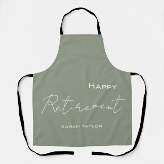 Modern Sage Green Happy Pensioen gepersonaliseerd Schort