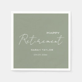 Modern Sage Green Happy Pensioen gepersonaliseerd Servet
