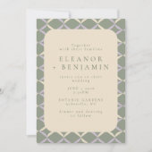 Modern Sage Green Lila Rustic Geometric Wedding Kaart (Voorkant)