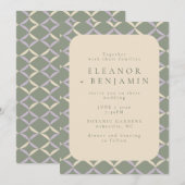 Modern Sage Green Lila Rustic Geometric Wedding Kaart (Voorkant / Achterkant)