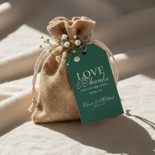 Modern Sage Green Love and Thanks Wedding Cadeaulabel