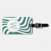 Modern Sage Green Metallic Monogram Initial Bagagelabel (Voorkant horizontaal)