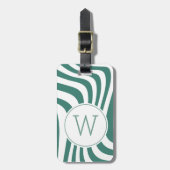 Modern Sage Green Metallic Monogram Initial Bagagelabel (Voorkant verticaal)