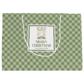Modern Sage Green Minimal Christmas Gift Bag Scrip Groot Cadeauzakje (Achterkant)
