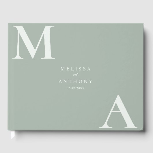 Modern Sage Green Minimalist Wedding Gastenboek (Voorkant)
