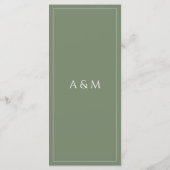 Modern sage green minimalist wedding menu (Achterkant)
