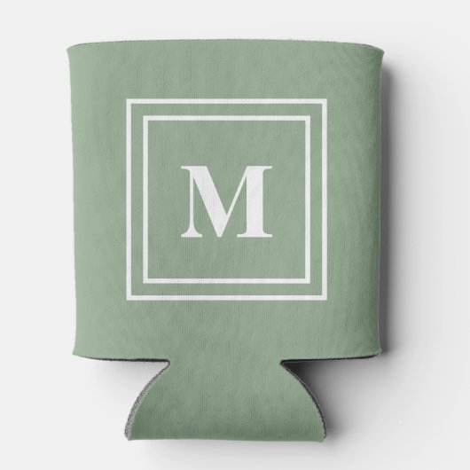 Modern Sage Green Monogram Blikjeskoeler (Achterkant)
