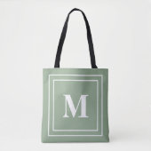 Modern Sage Green Monogram Draagtas (Voorkant)