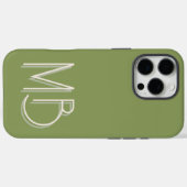 Modern Sage Green Monogram Initialen Hedendaags Case-Mate iPhone Case (Achterkant (horizontaal))