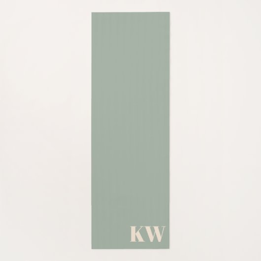 Modern Sage Green Monogram Initials Personalized Yogamat (Achterkant)