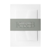 Modern Sage Green Monogram Minimalist Wedding Uitnodigingen Wikkel (Voorkant Voorbeeld)