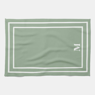 Modern Sage Green Monogram Theedoek