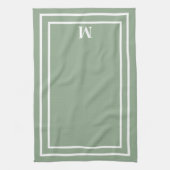 Modern Sage Green Monogram Theedoek (Verticaal)