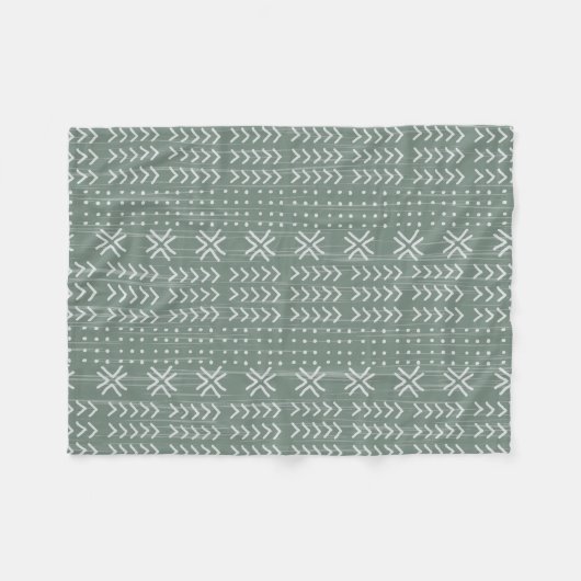 Modern Sage Green Mud cloth African Pattern Fleece Deken (Voorkant (Horizontaal))