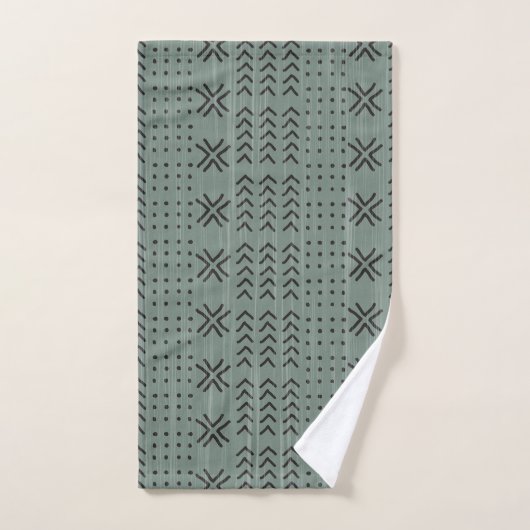 Modern Sage Green Mudcloth African Pattern Bad Handdoek (Handdoek)