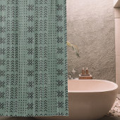 Modern Sage Green Mudcloth African Pattern Douchegordijn
