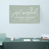 Modern Sage Green net getrouwd met legant bruiloft Spandoek (Beurs)