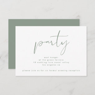 Modern Sage Green Neutral White Wedding Reception Kaart