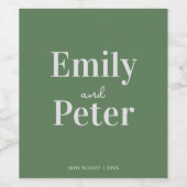 Modern Sage Green Personalized Wedding Wijn Etiket (Enkel label)