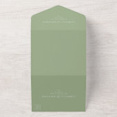 Modern Sage Green Photo Wedding RSVP All In One Uitnodiging (Buitenkant)