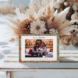 Modern Sage Green Poinsettia Photo Christmas Feestdagenkaart