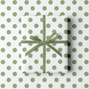 Modern Sage Green Polka Dots Patroon Cadeaupapier