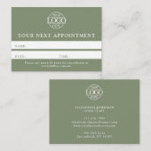 Modern Sage Green Professional Simple Reminder Afsprakenkaartje (Voorkant / Achterkant)