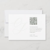 Modern Sage Green QR Code Initialen bruiloft RSVP  Kaartje (Achterkant)