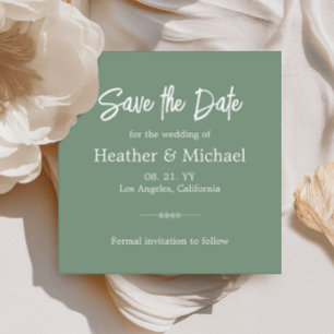 Modern Sage Green Save the Date QR Wedding Kaart