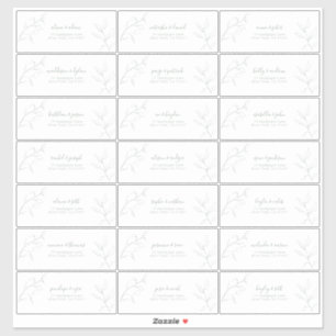 Modern Sage Green Script Botanical Guest Address Sticker