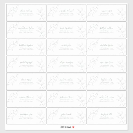 Modern Sage Green Script Botanical Guest Address Sticker (Vel)