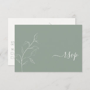 Modern Sage Green Script Botanical No Menu RSVP