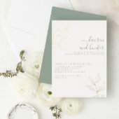 Modern Sage Green Script Botanical Wedding Gold Folie Uitnodiging