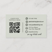 Modern Sage Green Script Elegante QR-code Visitekaartje (Achterkant)
