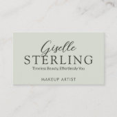 Modern Sage Green Script Elegante QR-code Visitekaartje (Voorkant)