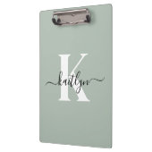 Modern Sage Green Script Monogram Klembord (Links)
