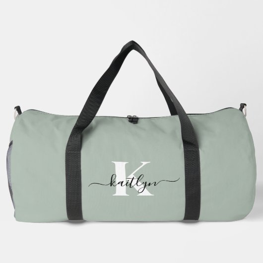Modern Sage Green Script Monogram Plunjezak (Achterkant)