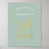 Modern Sage Green Script Welcome Vrijgezellenfeest Folie Afdrukken (Voorkant)