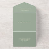 Modern Sage Green Simple QR Code Wedding All In One Uitnodiging (Buitenkant)