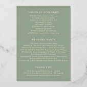 Modern Sage Green Simple Wedding Program Folie Uitnodiging (Achterkant)