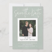 Modern Sage Green Snapshot Photo Save the Date Kaart (Voorkant)