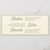 Modern Sage Green Stripe Wedding Dinner Menu Card (Achterkant)
