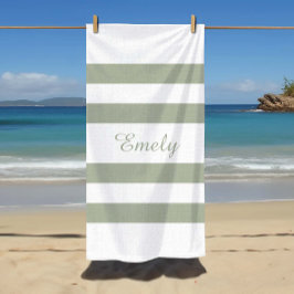 Modern Sage Green Striped Pattern Strandlaken