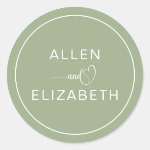 Modern Sage Green Stylish Wedding Envelope Seal Ronde Sticker