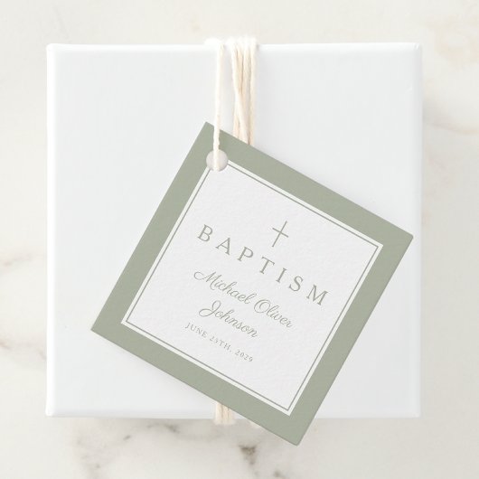 Modern Sage Green Thank You Baptism Bedankjes Labels