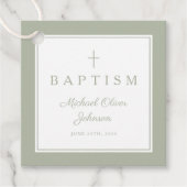 Modern Sage Green Thank You Baptism Bedankjes Labels (Voorkant)